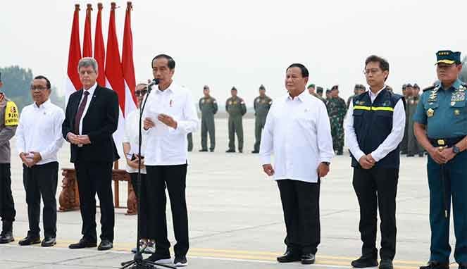 Menhan Prabowo Dampingi Presiden Lepas Pengiriman Bantuan RI untuk Palestina